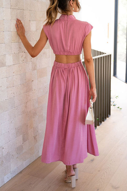 Quincy | Women's Midi Dress with Cut-Out and Pockets