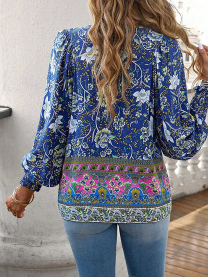 Helena | Women's Summer Floral Top with Drawstring