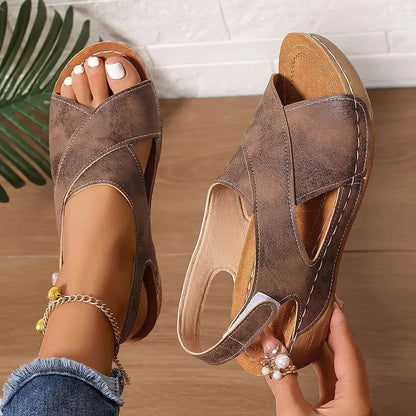 Women's Cushioned Open-Toe Vintage Sandals