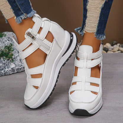 Women's Cushioned Open-Toe Lightweight Wedge Sandals with Side Zip for Ultimate Comfort