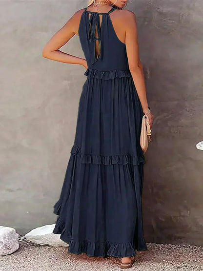 Sarah | Women's Halter Ruffle Maxi Dress (Almost Sold Out)