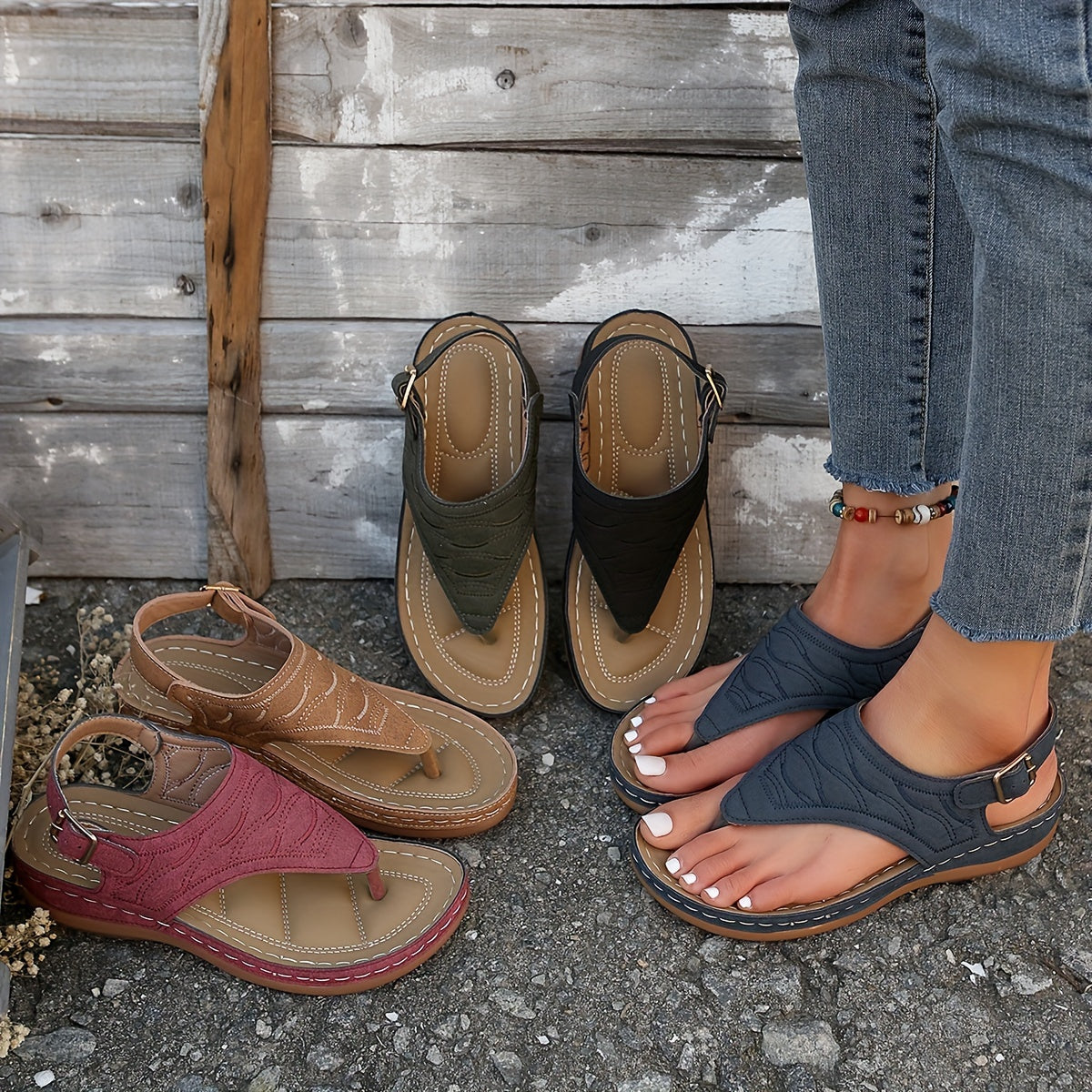 Women's Cushioned Open-Toe Breeze Clip Toe Sandals, Built-in Support