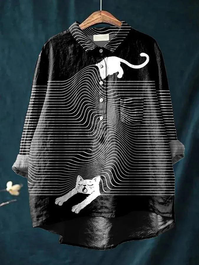 Coco | Longline Cat Art Shirt