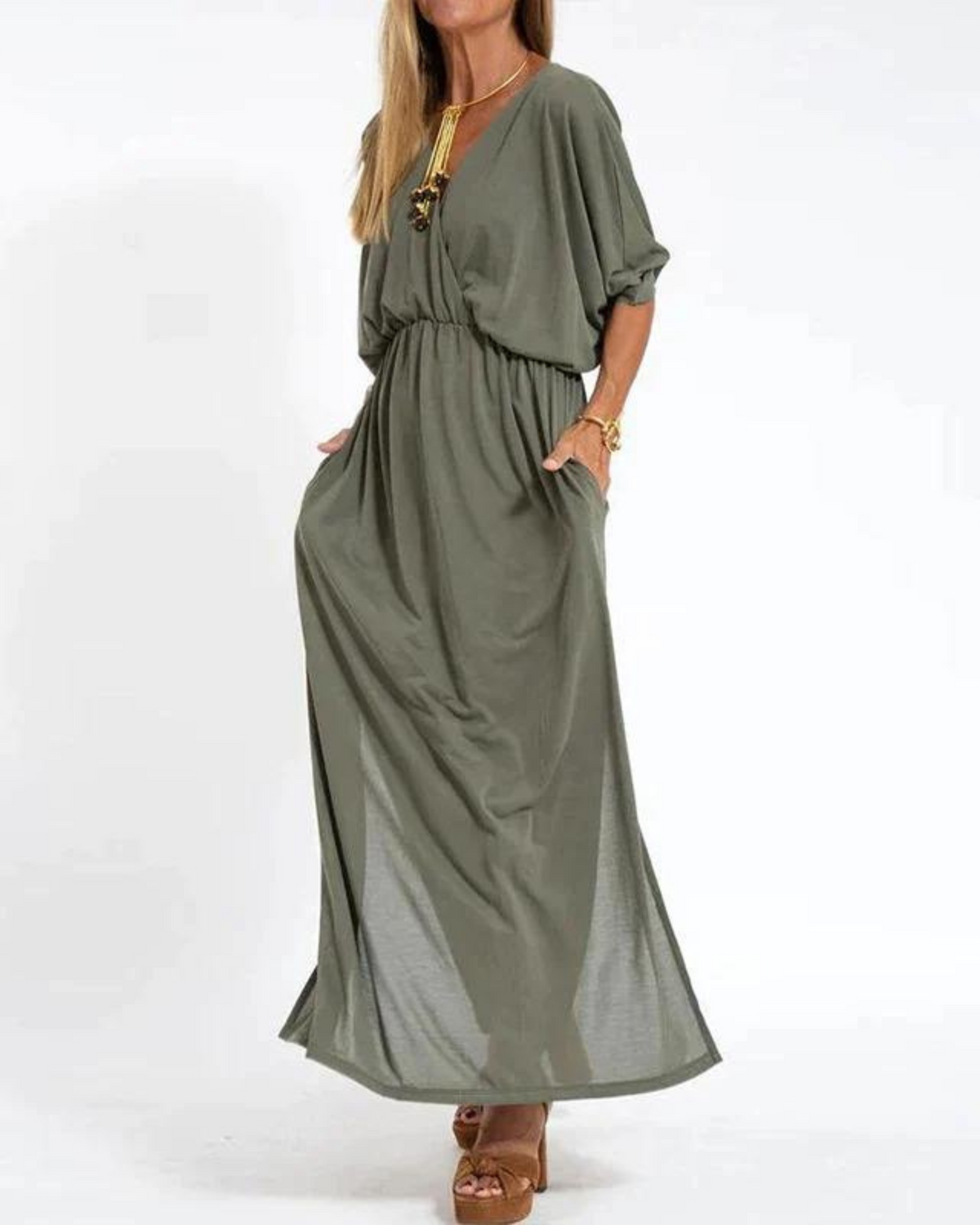 Lani | Women's Long Vintage Maxi Dress with Long Sleeve