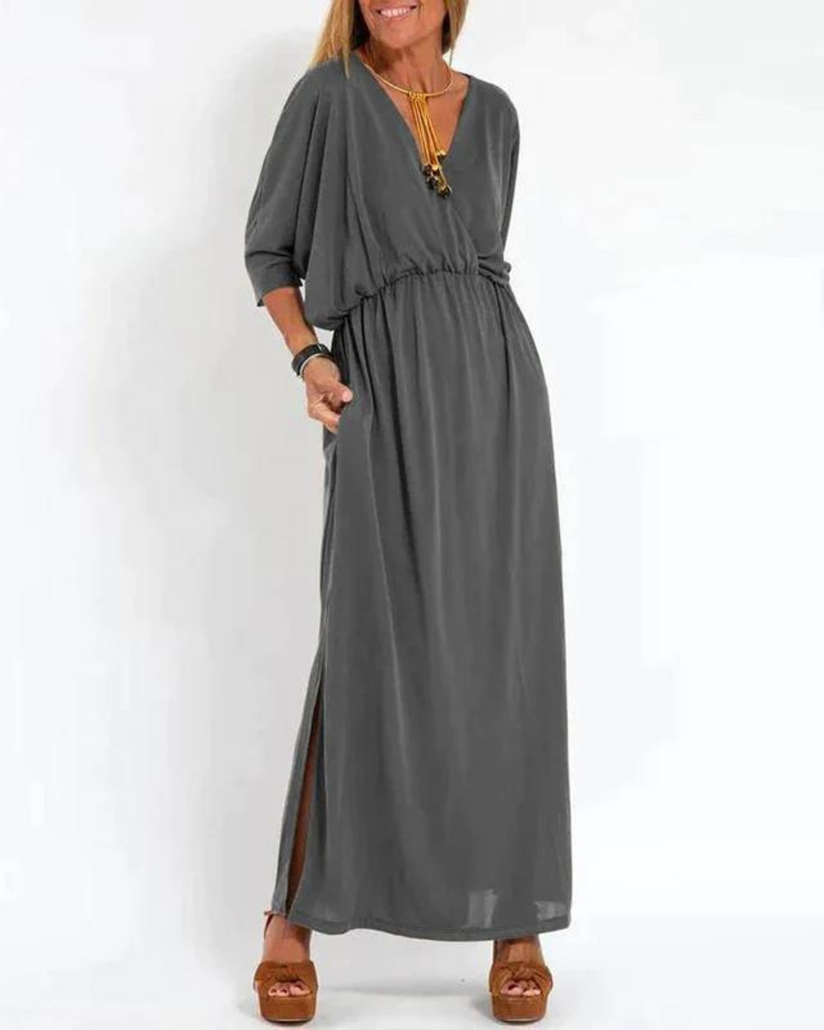 Lani | Women's Long Vintage Maxi Dress with Long Sleeve