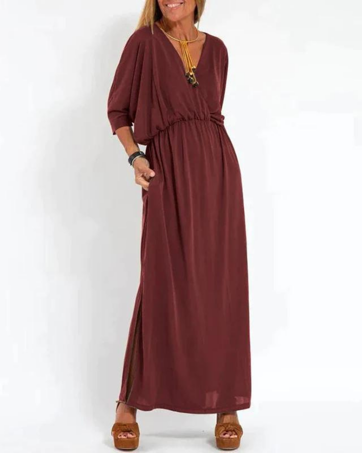 Lani | Women's Long Vintage Maxi Dress with Long Sleeve