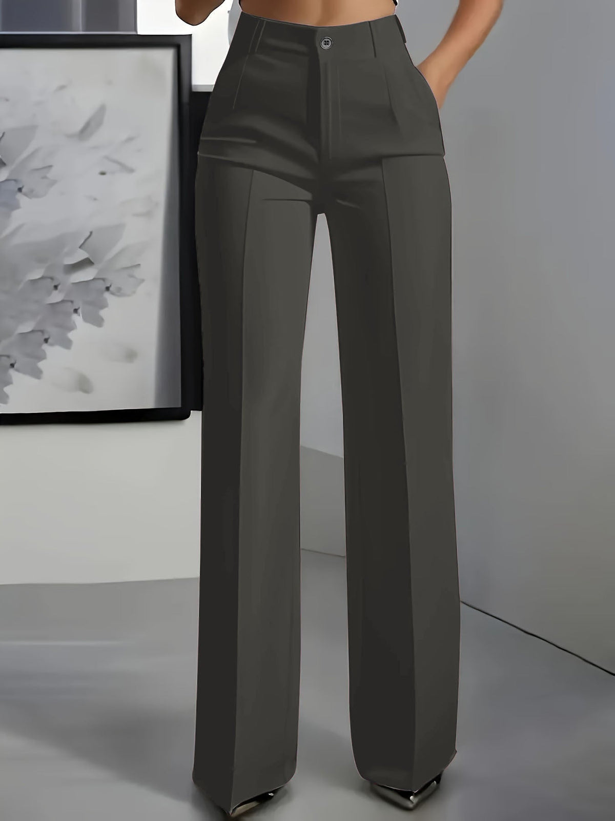 High-Waisted Women's Trousers with Stretchy Waistband