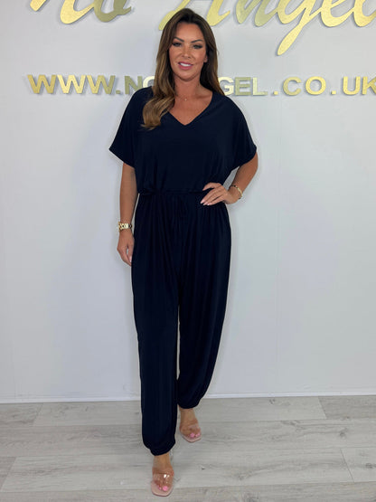 Mary | Women's Comfy Jumpsuit with V-Neck and Short Sleeve