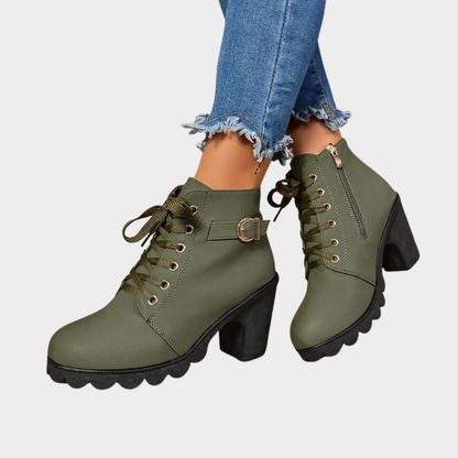 Kenna | Women's Cushioned Lace-Up Block Heel Ankle Boots