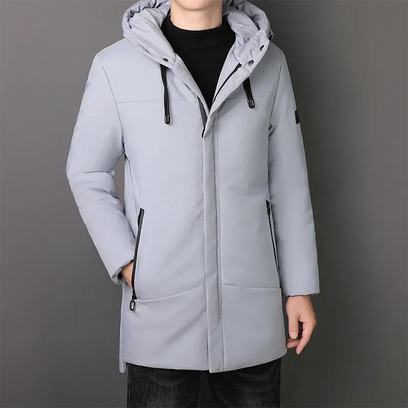 Elegant Long Men's Jacket with Long Sleeve