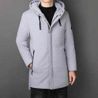Elegant Long Men's Jacket with Long Sleeve