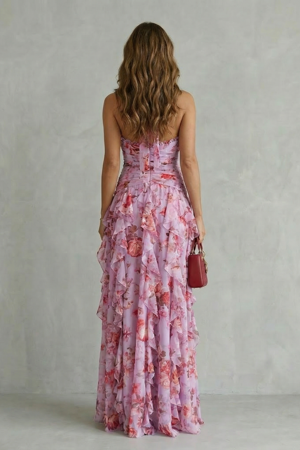 Women's Belladina Enchanting Rose Cascade Halter Maxi Dress