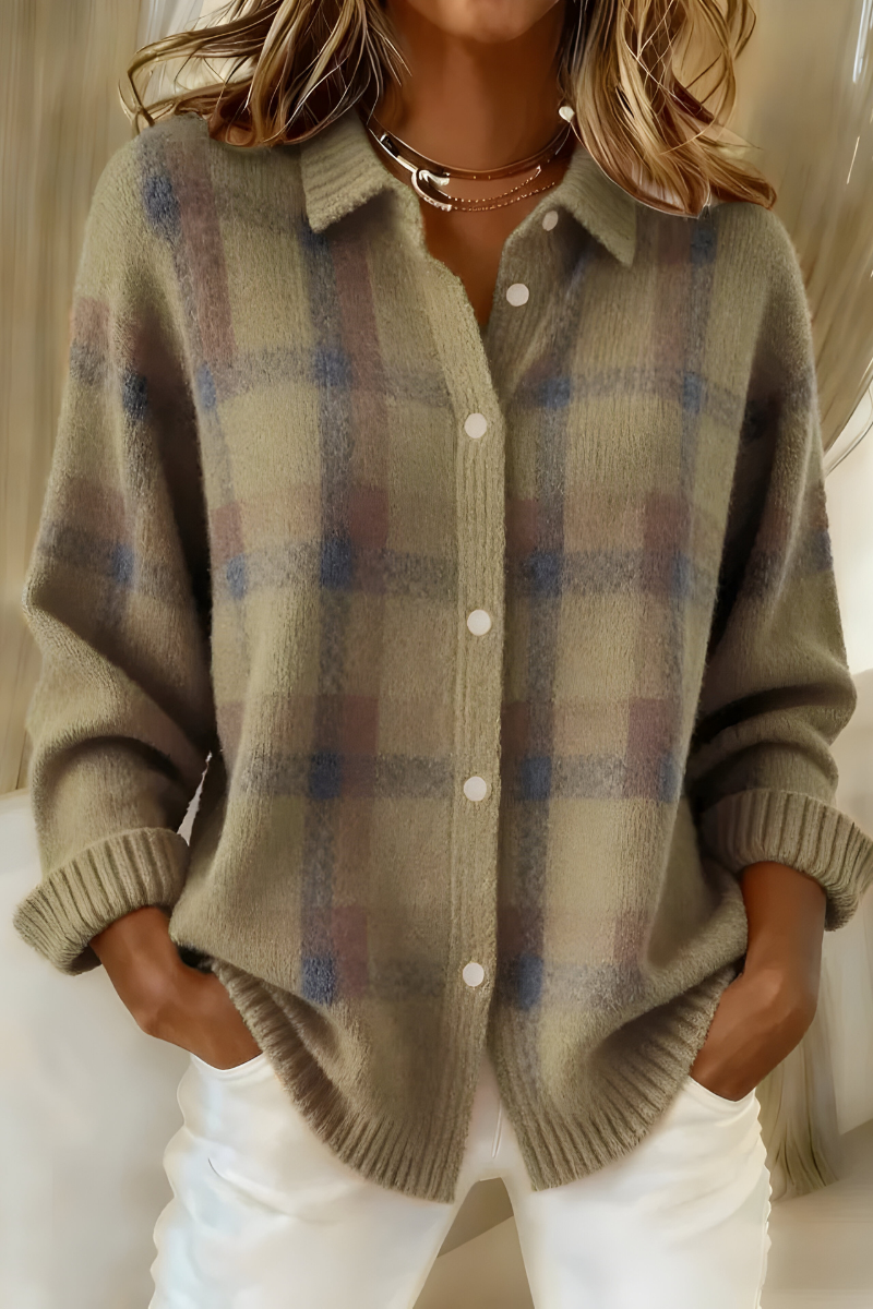 Tesa | Women's Relaxed Cozy Plaid Cardigan