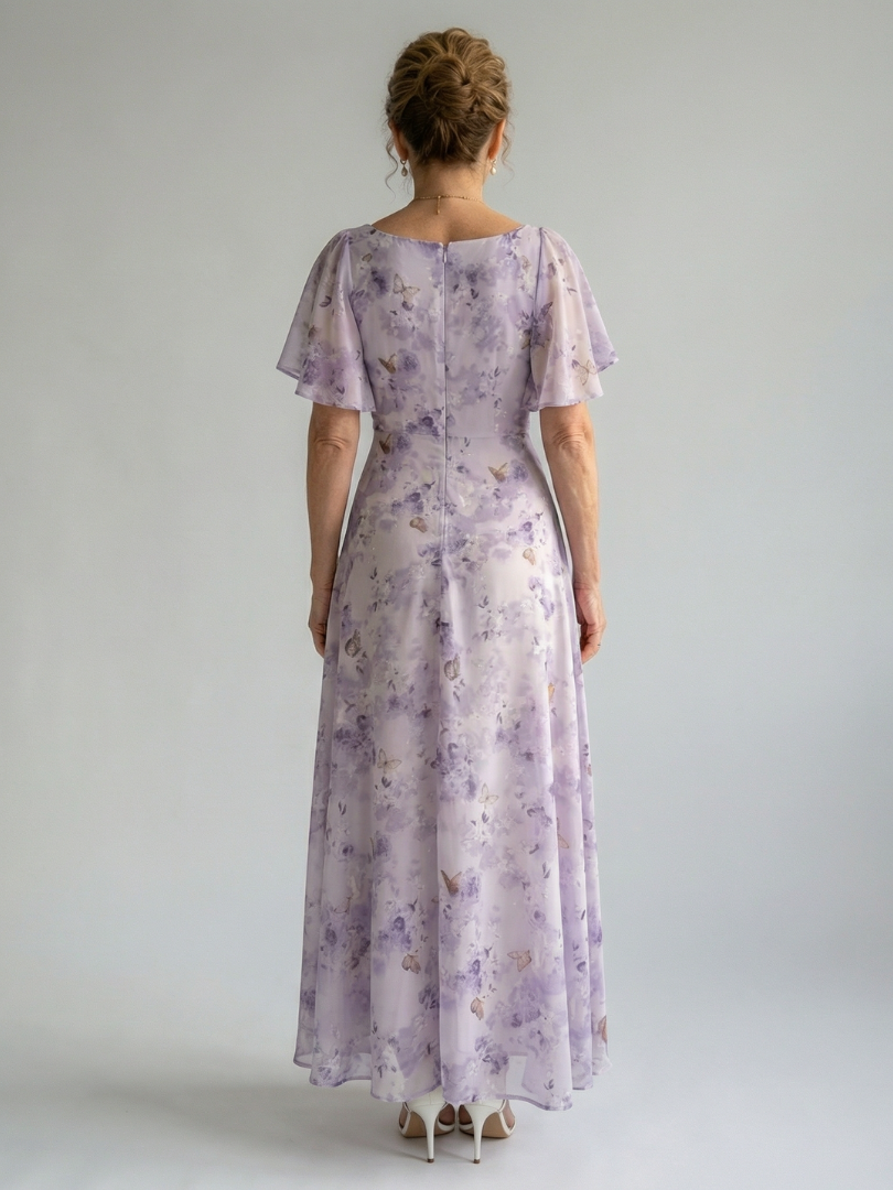 Vaelis | Women's Floral Flutter Sleeve Midi Dress