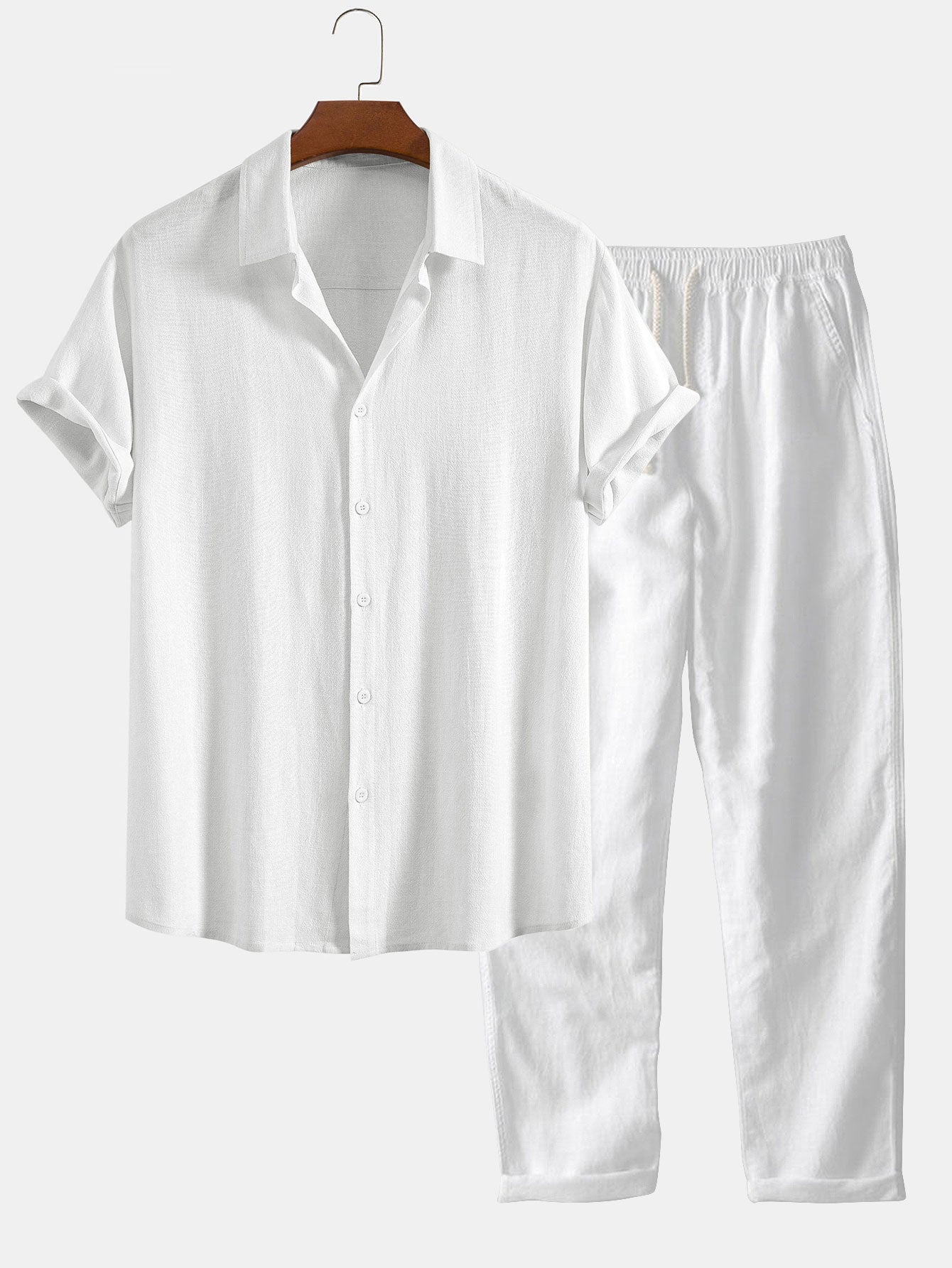 Men's Button-Up Shirt and Straight Leg Trousers in Blend