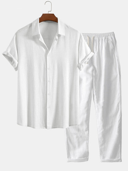 Men's Button-Up Shirt and Straight Leg Trousers in Blend