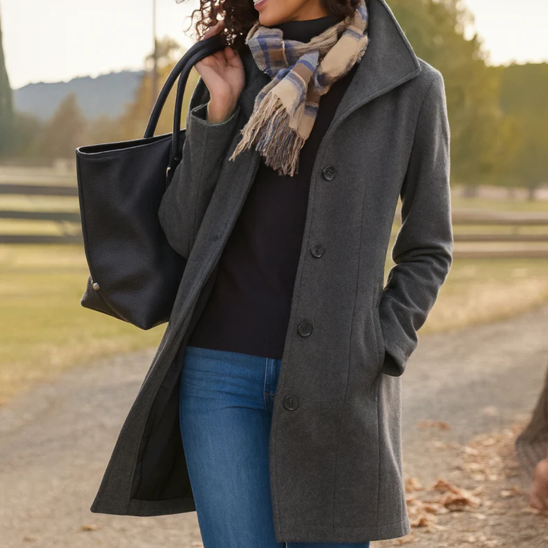 Vera | Women's Classic Mid-Length Button Coat