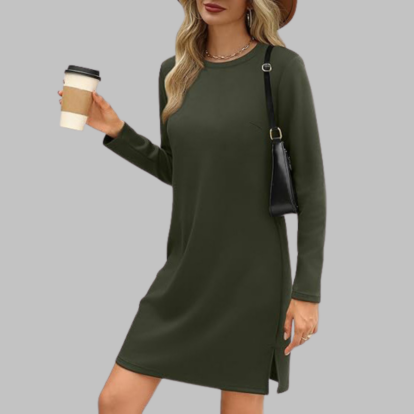 Talia | Women's Casual Long Sleeve Round Neck Mini Dress