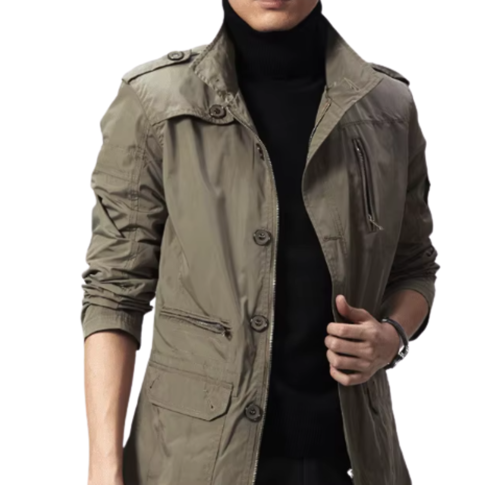 Men's Elegant Windproof Jacket with Long Sleeve