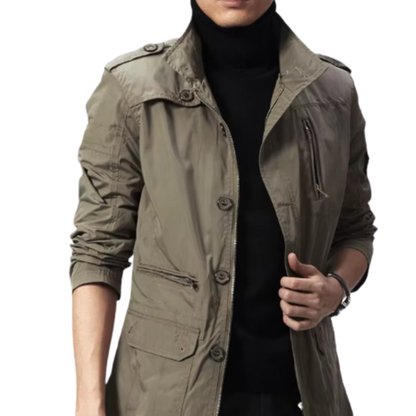 Men's Elegant Windproof Jacket with Long Sleeve