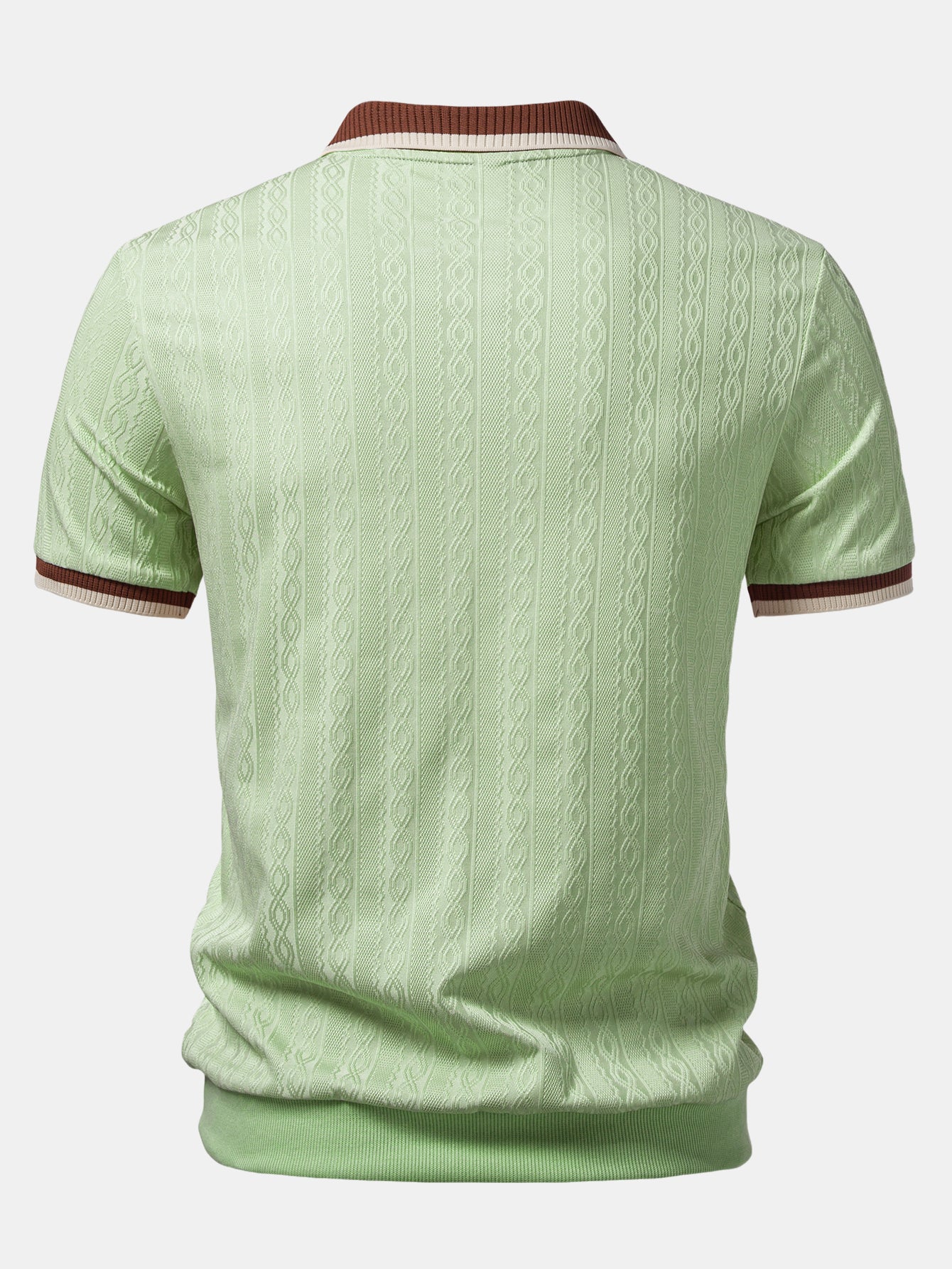 Men's Textured Polo with Contrast Trim and Zipper