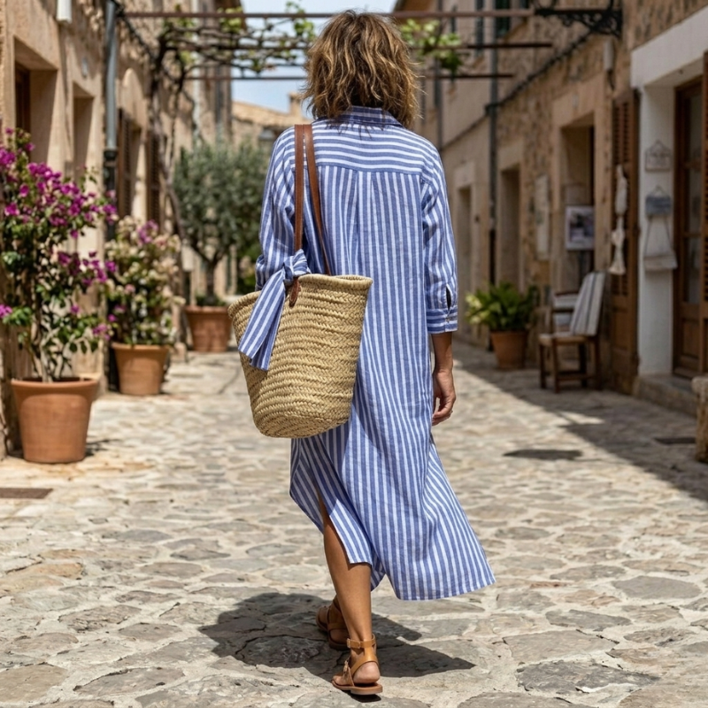 Women's Nichole Chic Striped Summer Midi Dress