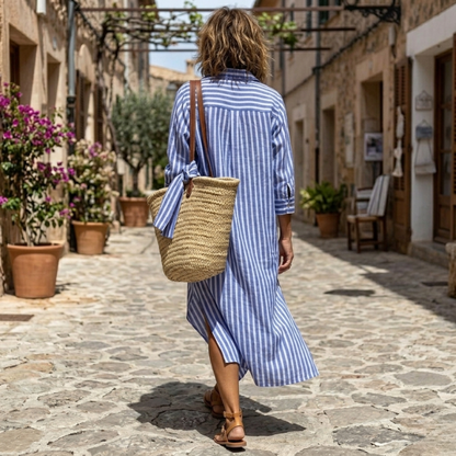 Women's Nichole Chic Striped Summer Midi Dress