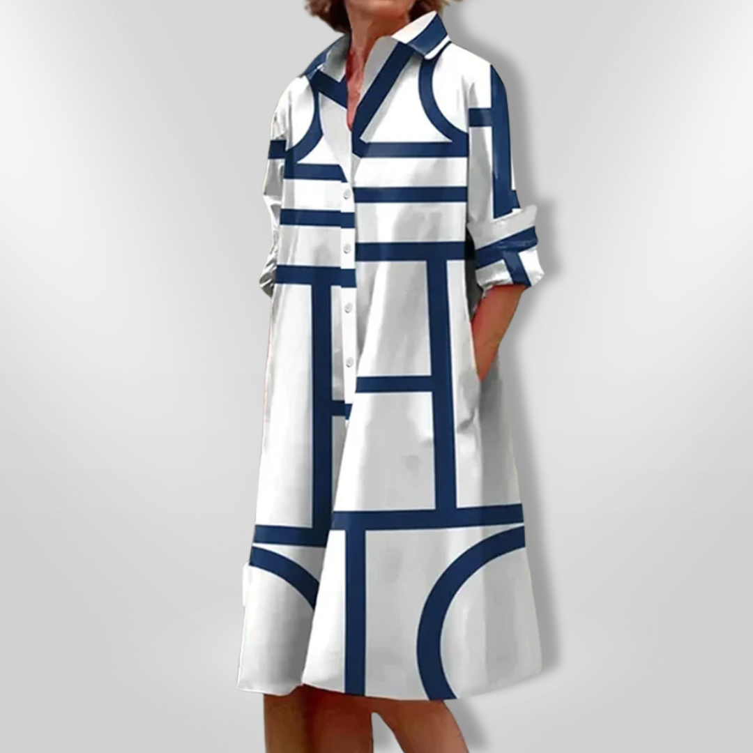 Helena | Women's Timeless Geometric Patterned Midi Dress