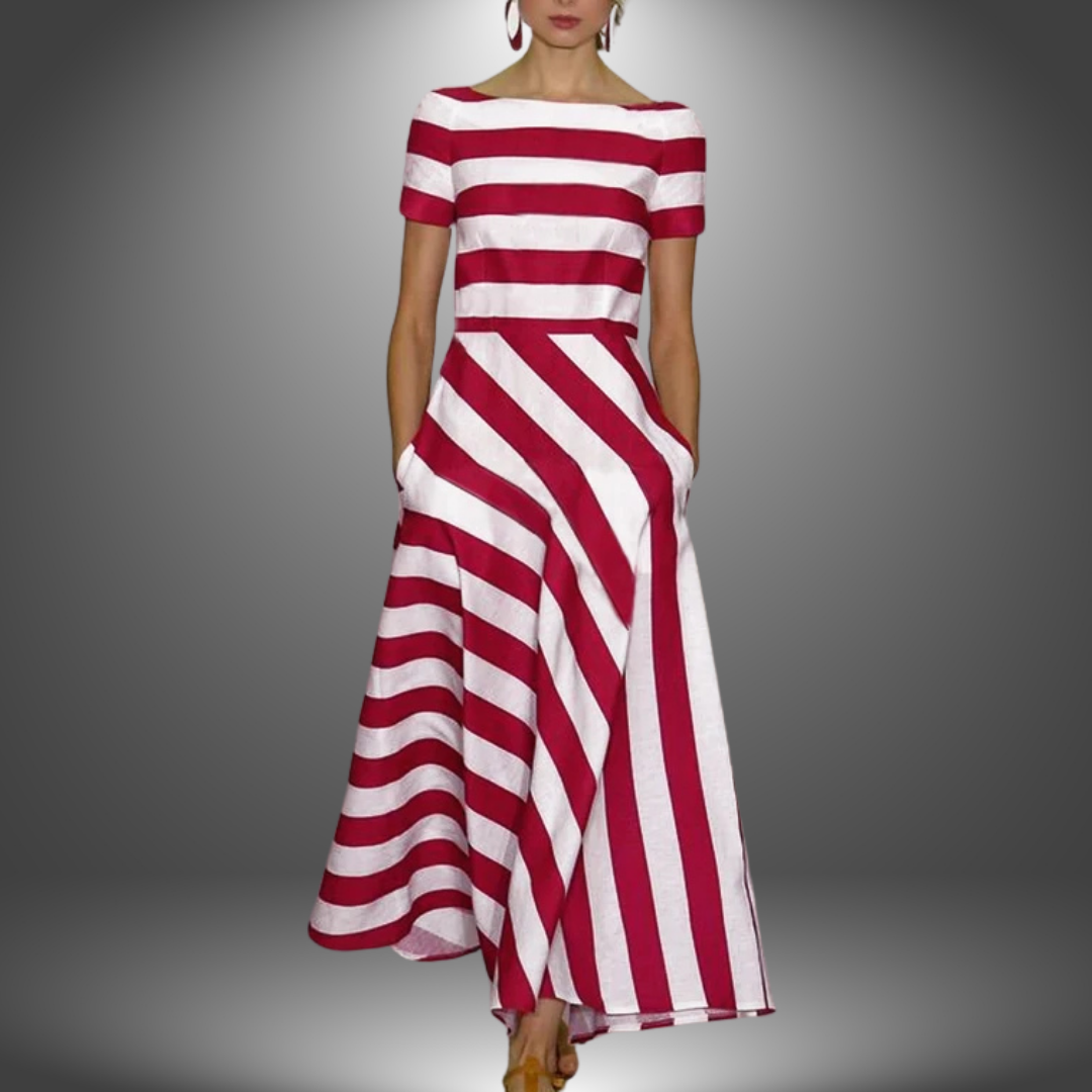 Natalia | Women's Long Stripe Maxi Dress, Handmade