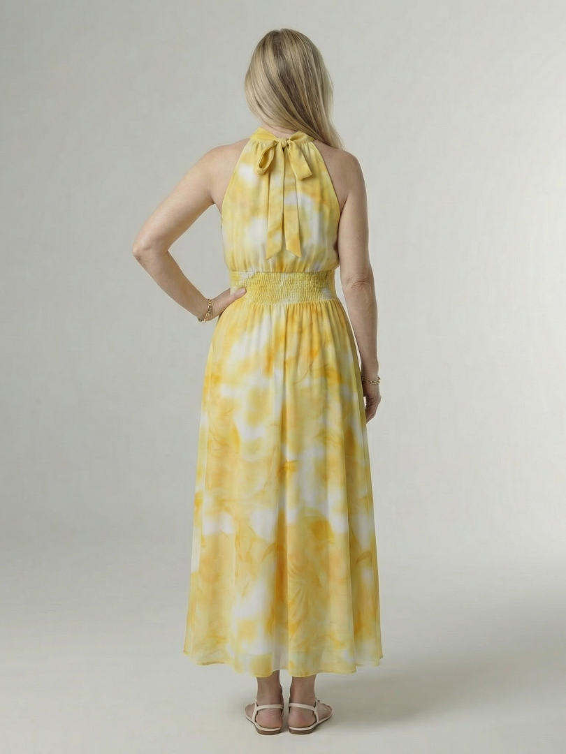 Sylin | Women's Relaxed Gathered Halter Midi Dress