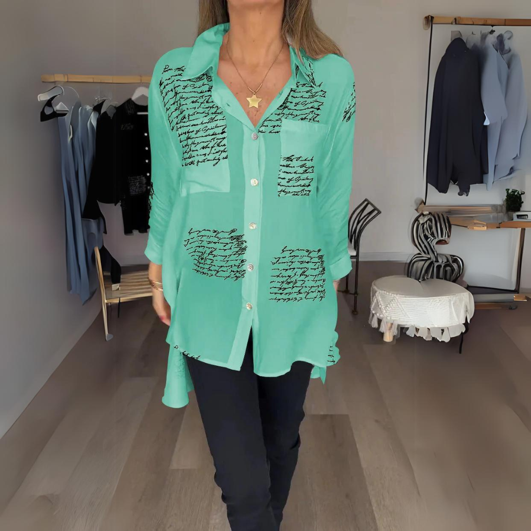 Carla | Women's Longline Handwritten Button-Up Shirt