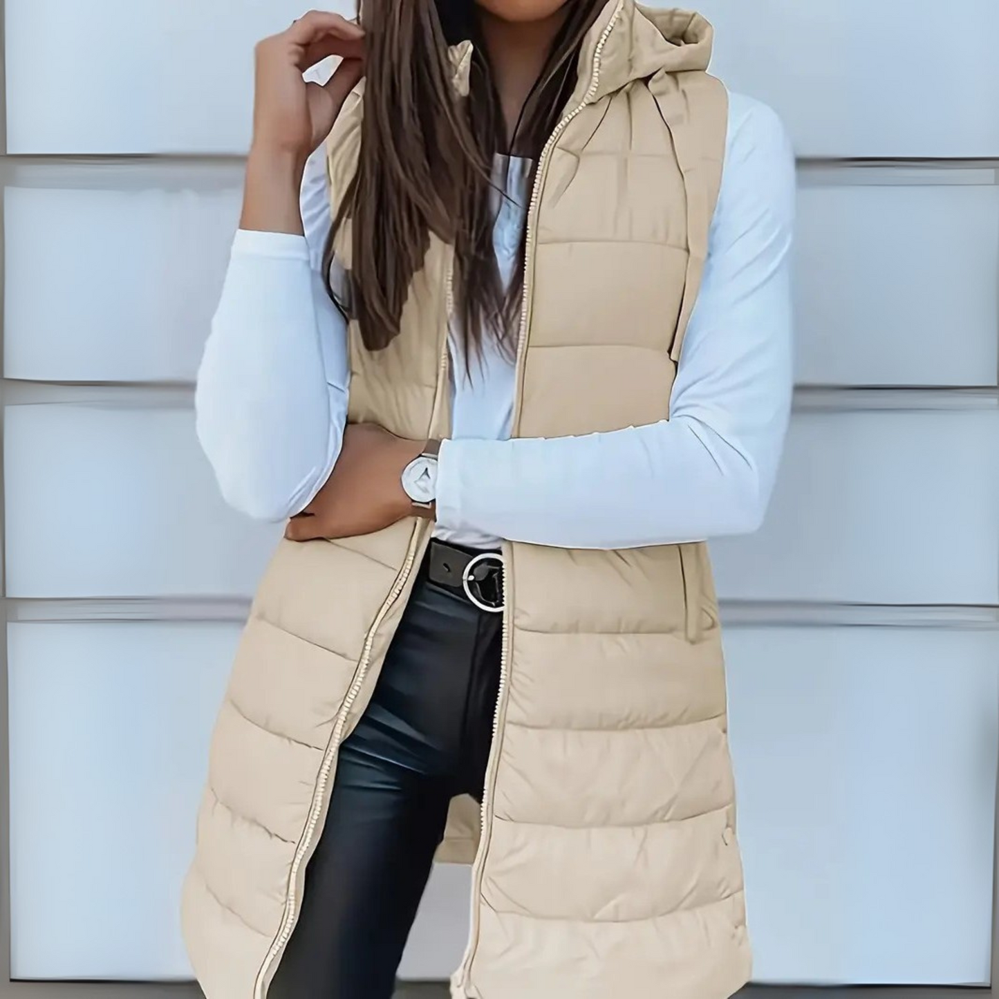 Romy | Women's Casual Sleeveless Hood Long Puffer Vest