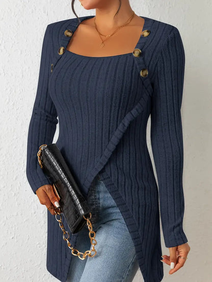 Julia | Women's Trendy Ribbed Asymmetrical Top