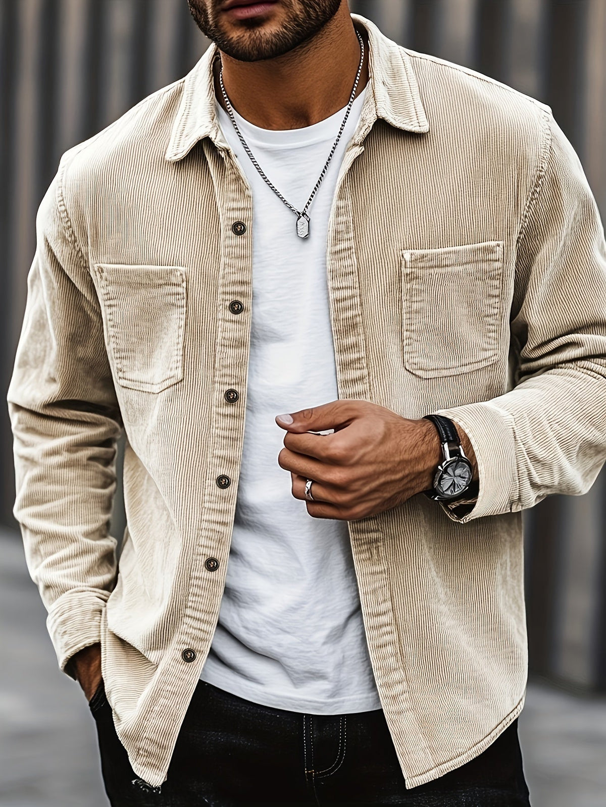 Johan Men's Shirt Jacket with Pockets and Long Sleeve
