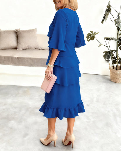 Patricia | Women's Elegant Comfort Ruffle Midi Dress