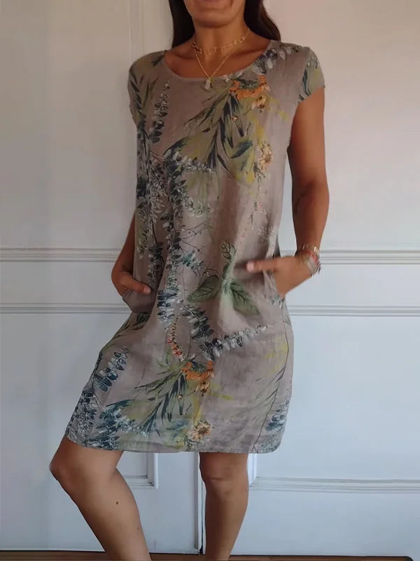 Summer Mini Dress for Women with Pockets and Vibrant Print