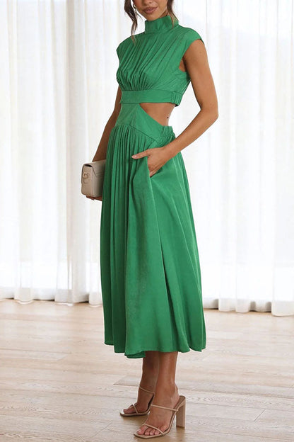 Quincy | Women's Midi Dress with Cut-Out and Pockets