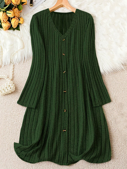 Madelyn | Women's Timeless Plus Size Ribbed Button Midi Dress