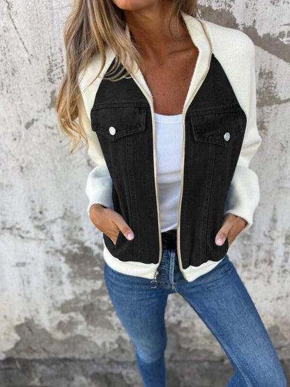 Madison | Women's Casual Zip-Up Jacket with V-Neck and Long Sleeve