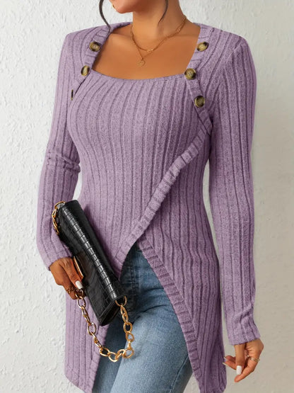 Julia | Women's Trendy Ribbed Asymmetrical Top