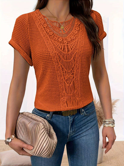 Megan | Women's Stylish Round Neckline Shirt with Ruffle Detail