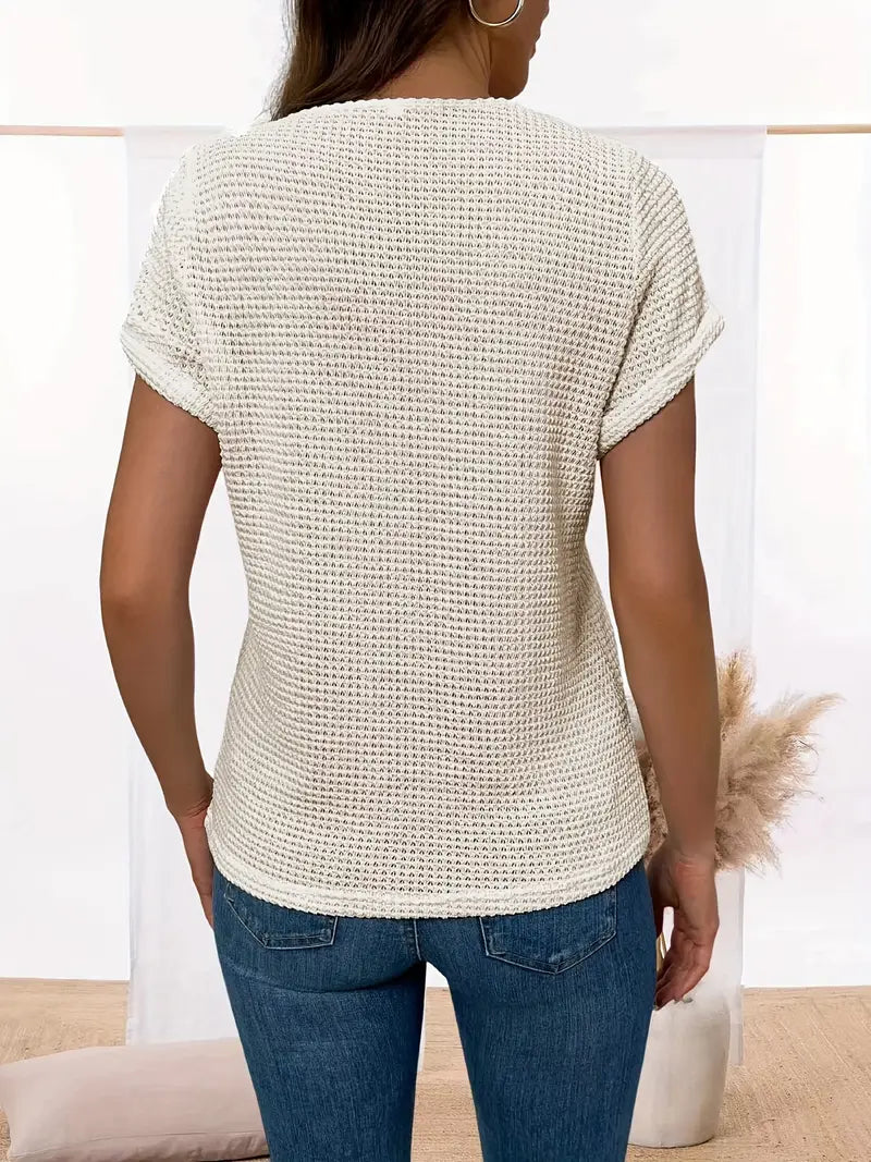 Megan | Women's Stylish Round Neckline Shirt with Ruffle Detail