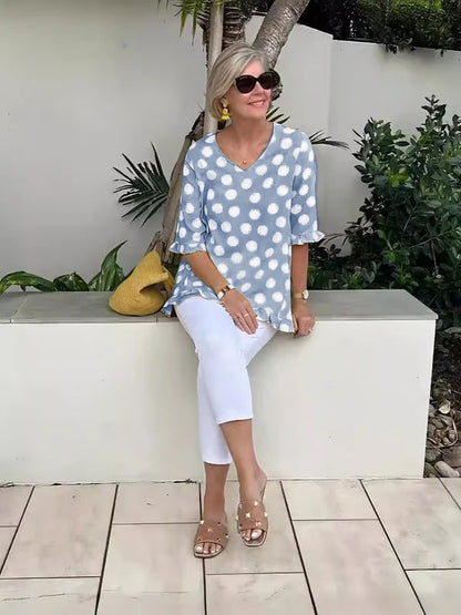 Chloe | Women's Polka Dot Stylish V-Neck Blouse