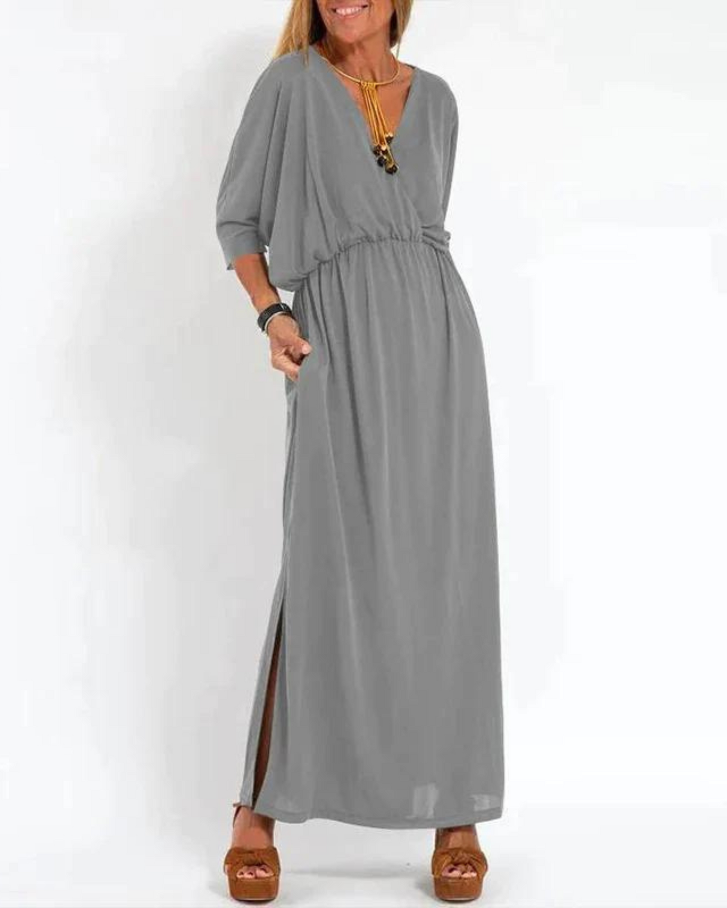 Lani | Women's Long Vintage Maxi Dress with Long Sleeve
