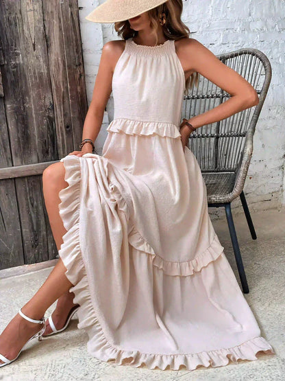 Sarah | Women's Halter Ruffle Maxi Dress (Almost Sold Out)