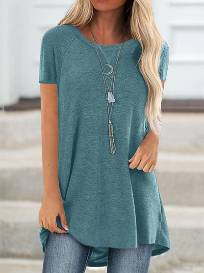 Faye | Women's Relaxed Casual Longline Crew Neck T-Shirt
