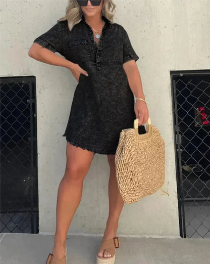 Vera | Women's Denim Shirt Midi Dress