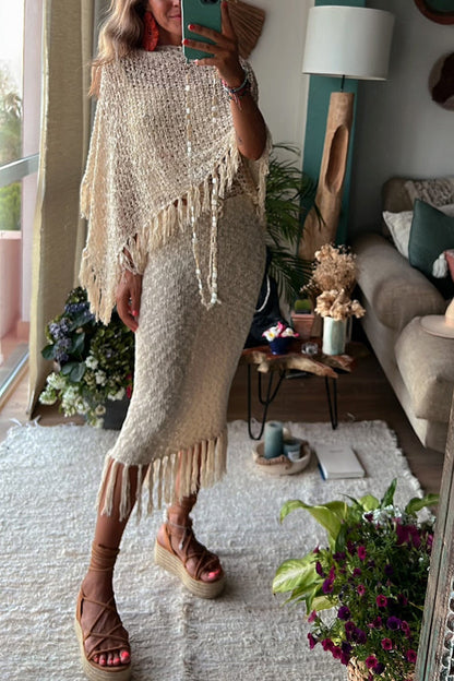 Women's Sunset Breeze Tassel Cover-Up with Hollow-Out Design