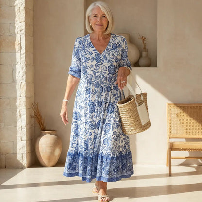 Cathy | Women's Elegant Floral Maxi Dress with V-Neck
