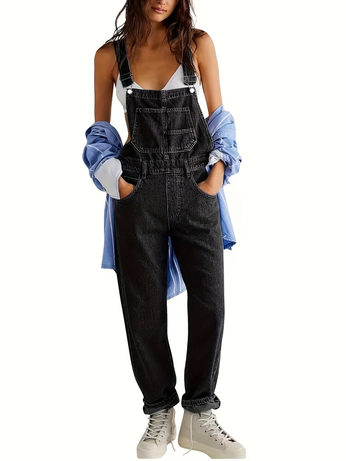 Wendy | Women's Relaxed Trendy Denim Overalls with Pockets